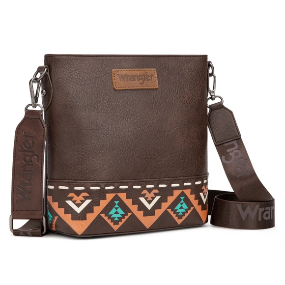 Wrangler Aztec Print Crossbody Bag Coffee - Picture 1 of 4